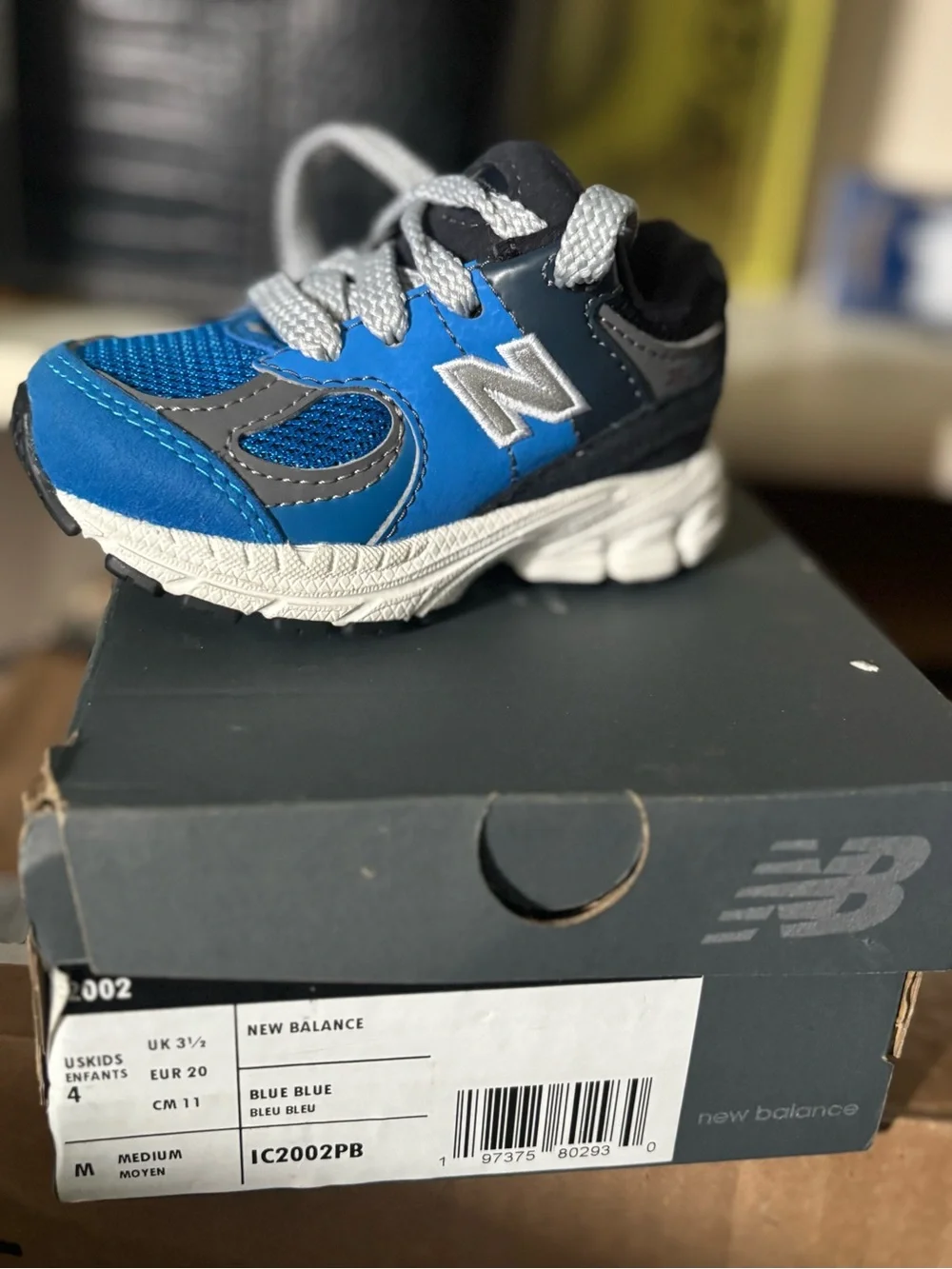 New Balance Kids Blue and Gray Mesh Sneaker
